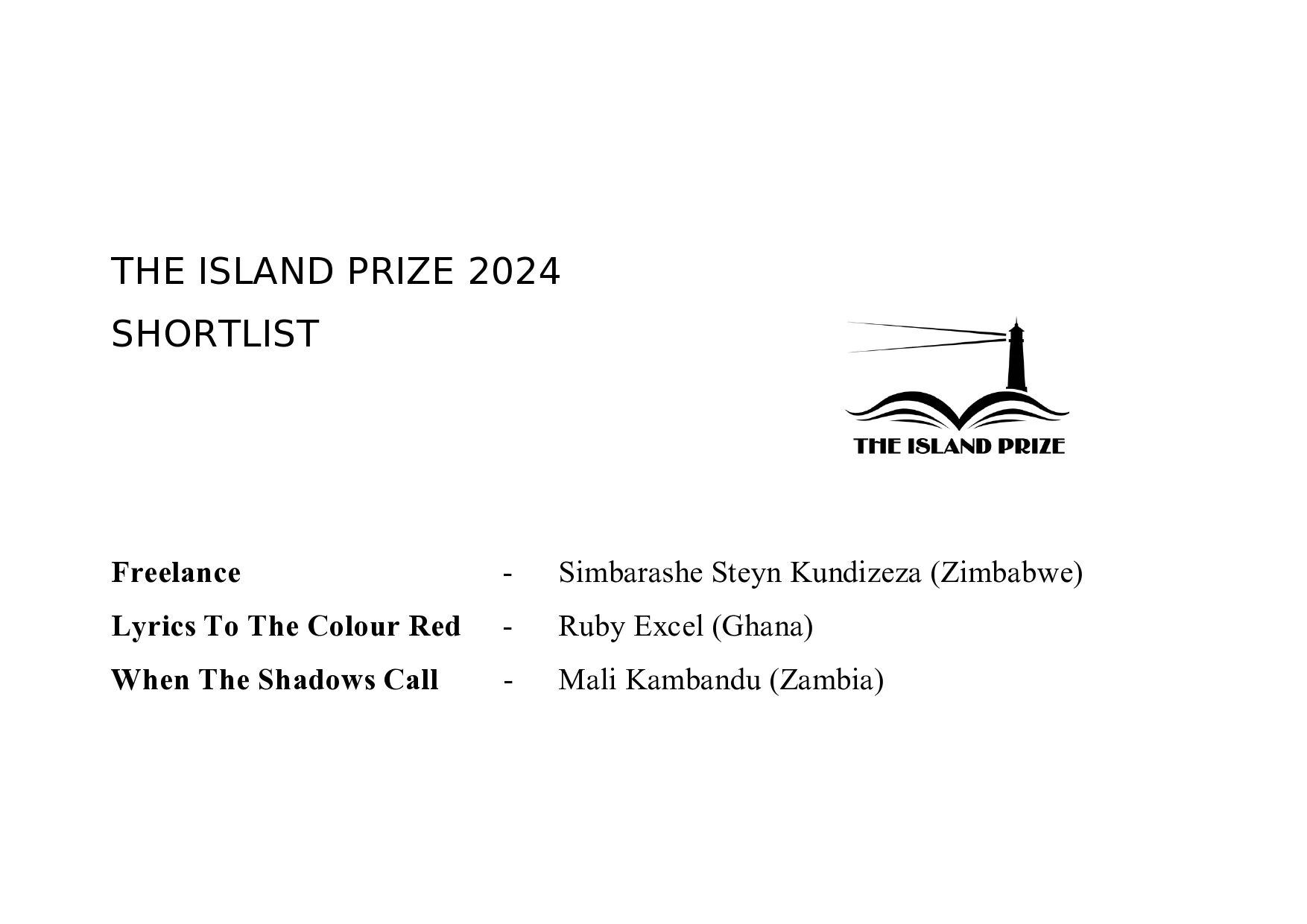 The Island Prize shortlist 2024| Afrocritik