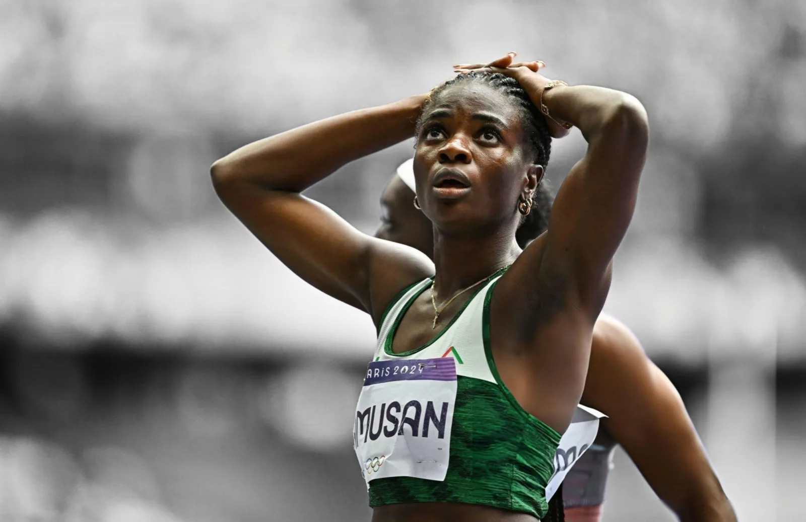 Tobi Amusan representing Nigeria at the 2024 Paris Olympics